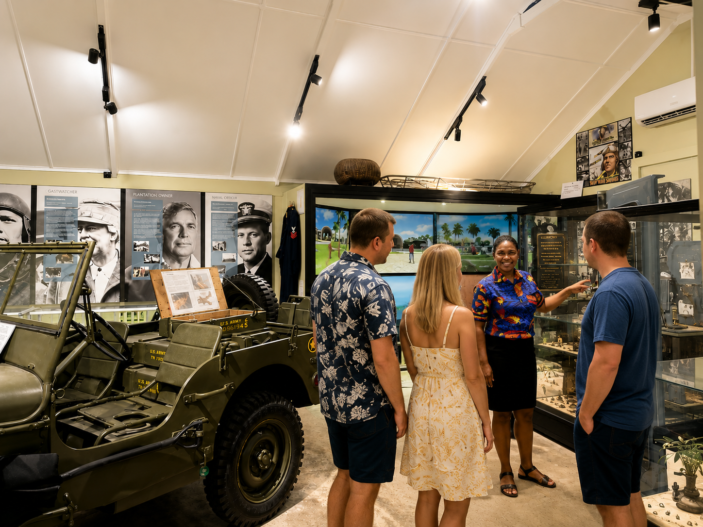 Guests enjoying a guided visit at the South Pacific WWII Museum in Espiritu Santo